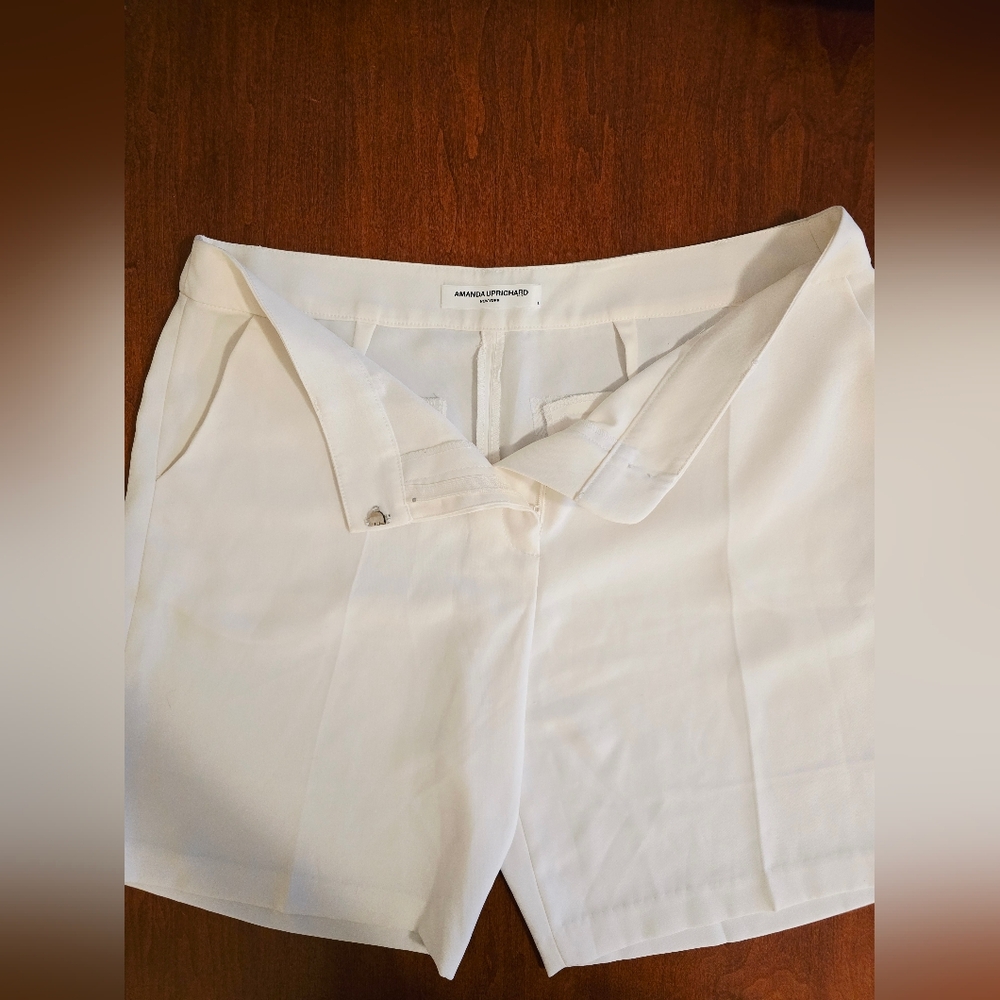 Amanda Uprichard White Dress Shorts Golf Caddy Cut Sz Large - Picture 3 of 12